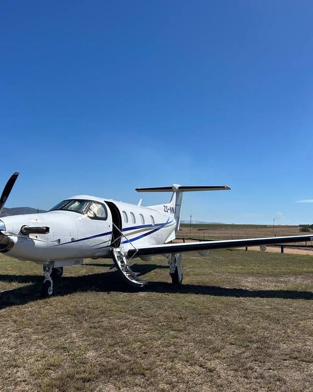 Executive turboprop aircraft ready for a corporate charter departure in South Africa